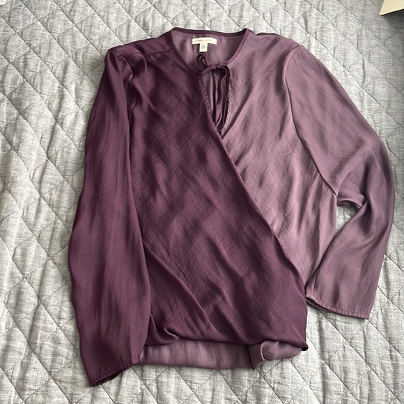Purple silky Anthropologie top. Ties around the neck. - Picture 1 of 3